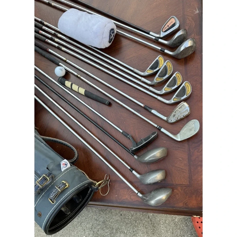 13 Golf Clubs Assorted Vintage Ron Miller Pro Golf‎ Bag 3-way Made In USA,